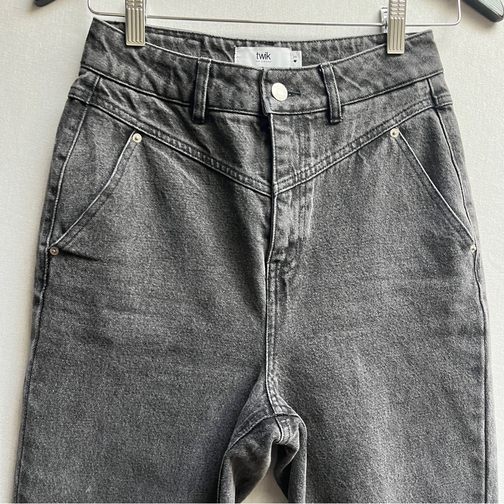 Twik Visions Organic Cotton Coupe Indie Button Fly Gray Denim Jeans Sz 26 - Picture 5 of 11